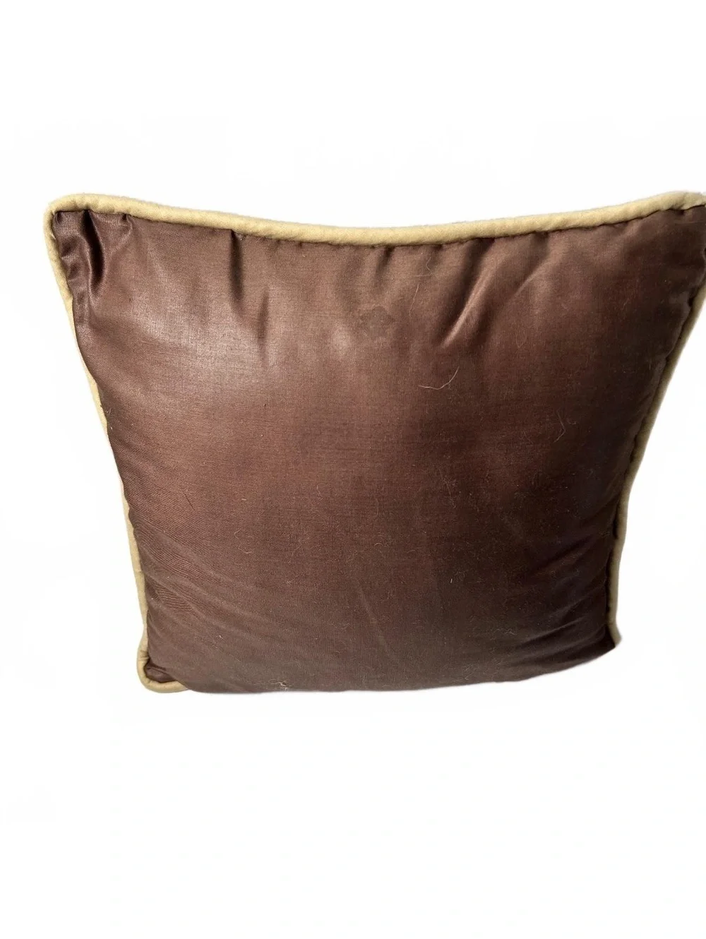 Decorative Brown Pillow with Cat Embroidery by Desley